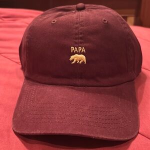 Wembley - One Size - Burgundy - Papa Bear Themed Baseball Hat